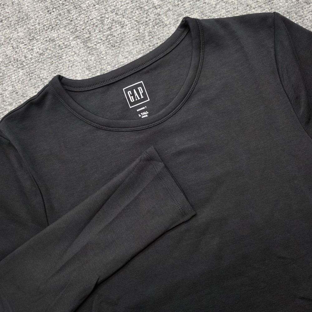 Gap Modern T Women Large Tall Black Long Sleeve Crewneck Supima Cotton Blend Top